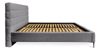 Lit MILLIO – Gris anthracite – 180x200 cm – Tissu chenille bouclé – Sommier inclus – Confort hôtel 5 étoiles