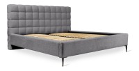 Lit MILLIO – Gris anthracite – 180x200 cm – Tissu chenille bouclé – Sommier inclus – Confort hôtel 5 étoiles