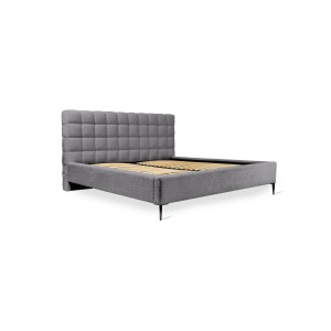 Lit MILLIO – Gris anthracite – 180x200 cm – Tissu chenille bouclé – Sommier inclus – Confort hôtel 5 étoiles