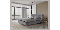 Lit MILLIO – Gris anthracite – 180x200 cm – Tissu chenille bouclé – Sommier inclus – Confort hôtel 5 étoiles