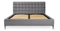 Lit MILLIO – Gris anthracite – 180x200 cm – Tissu chenille bouclé – Sommier inclus – Confort hôtel 5 étoiles