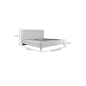 Lit MILLIO – Gris anthracite – 180x200 cm – Tissu chenille bouclé – Sommier inclus – Confort hôtel 5 étoiles