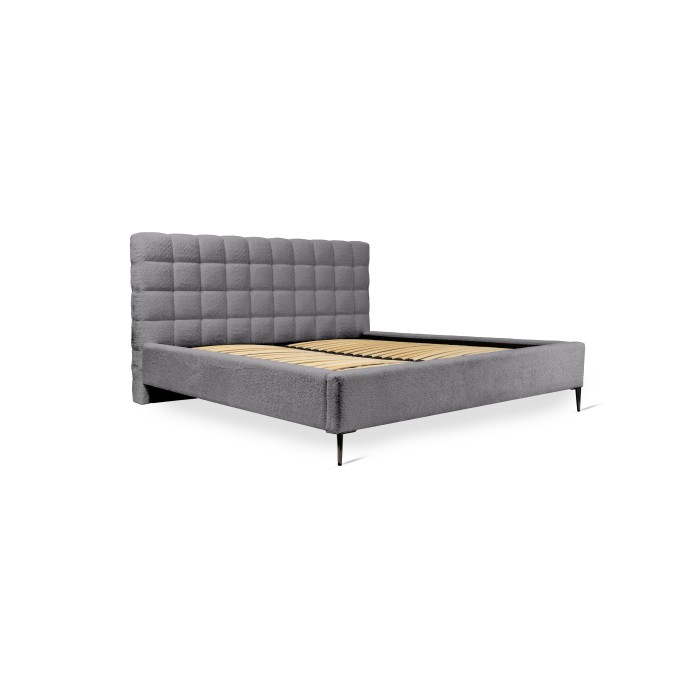 Bett MILLIO – Anthrazitgrau – 140x200 cm – Schlingen-Chenille-Stoff – Lattenrost inklusive – 5-Sterne-Hotelkomfort