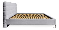 Lit MILLIO – Blanc – 180x200 cm – Tissu chenille bouclé – Sommier inclus – Confort hôtel 5 étoiles
