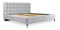 Lit MILLIO – Blanc – 180x200 cm – Tissu chenille bouclé – Sommier inclus – Confort hôtel 5 étoiles