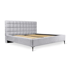 Lit MILLIO – Blanc – 180x200 cm – Tissu chenille bouclé – Sommier inclus – Confort hôtel 5 étoiles