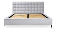 Lit MILLIO – Blanc – 180x200 cm – Tissu chenille bouclé – Sommier inclus – Confort hôtel 5 étoiles