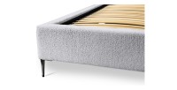 Lit MILLIO – Blanc – 180x200 cm – Tissu chenille bouclé – Sommier inclus – Confort hôtel 5 étoiles