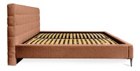 Lit MILLIO – Terracotta – 180x200 cm – Tissu chenille bouclé – Sommier inclus – Confort hôtel 5 étoiles