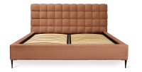 Lit MILLIO – Terracotta – 180x200 cm – Tissu chenille bouclé – Sommier inclus – Confort hôtel 5 étoiles