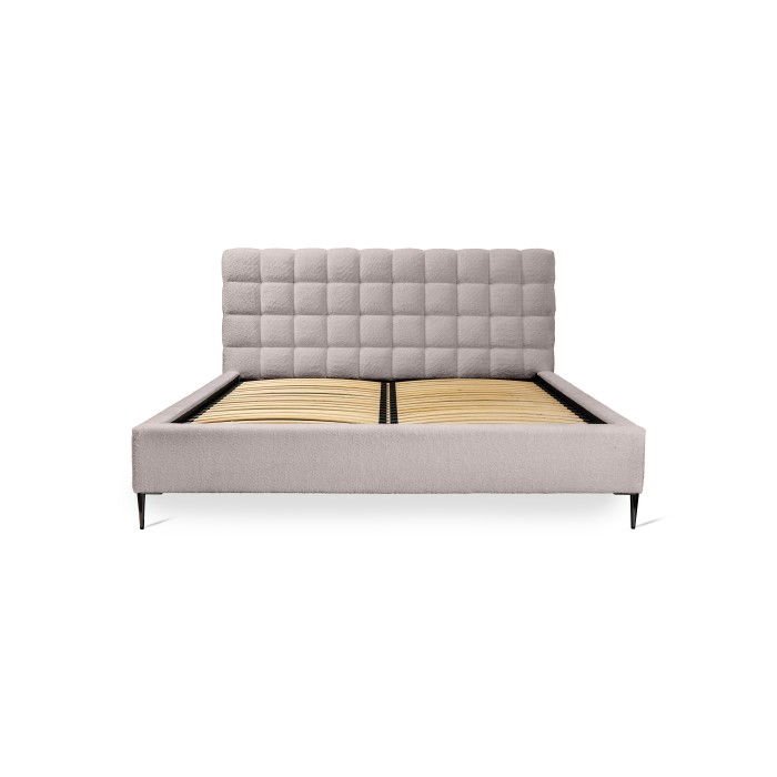 Bett MILLIO – Taupe – 180x200 cm – Schlingen-Chenille-Stoff – Lattenrost inklusive – 5-Sterne-Hotelkomfort