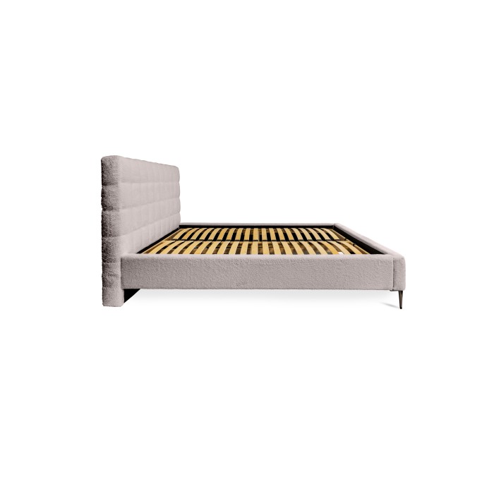 Bett MILLIO – Taupe – 180x200 cm – Schlingen-Chenille-Stoff – Lattenrost inklusive – 5-Sterne-Hotelkomfort
