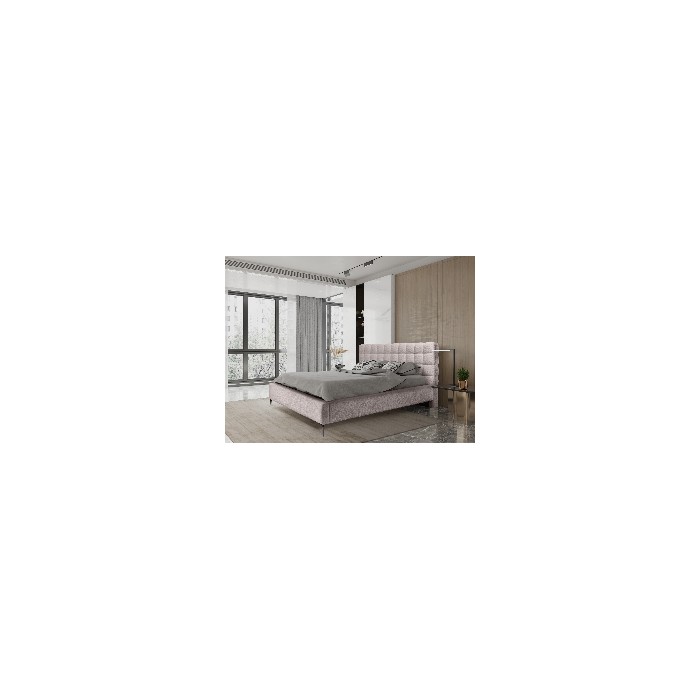 Bett MILLIO – Taupe – 180x200 cm – Schlingen-Chenille-Stoff – Lattenrost inklusive – 5-Sterne-Hotelkomfort