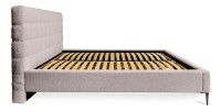 Lit MILLIO – Taupe – 140x200 cm – Tissu chenille bouclé – Sommier inclus – Confort hôtel 5 étoiles