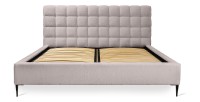 Lit MILLIO – Taupe – 140x200 cm – Tissu chenille bouclé – Sommier inclus – Confort hôtel 5 étoiles