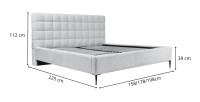 Lit MILLIO – Taupe – 140x200 cm – Tissu chenille bouclé – Sommier inclus – Confort hôtel 5 étoiles