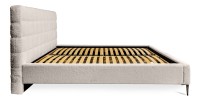 Lit MILLIO – Crème – 180x200 cm – Tissu chenille bouclé – Sommier inclus – Confort hôtel 5 étoiles
