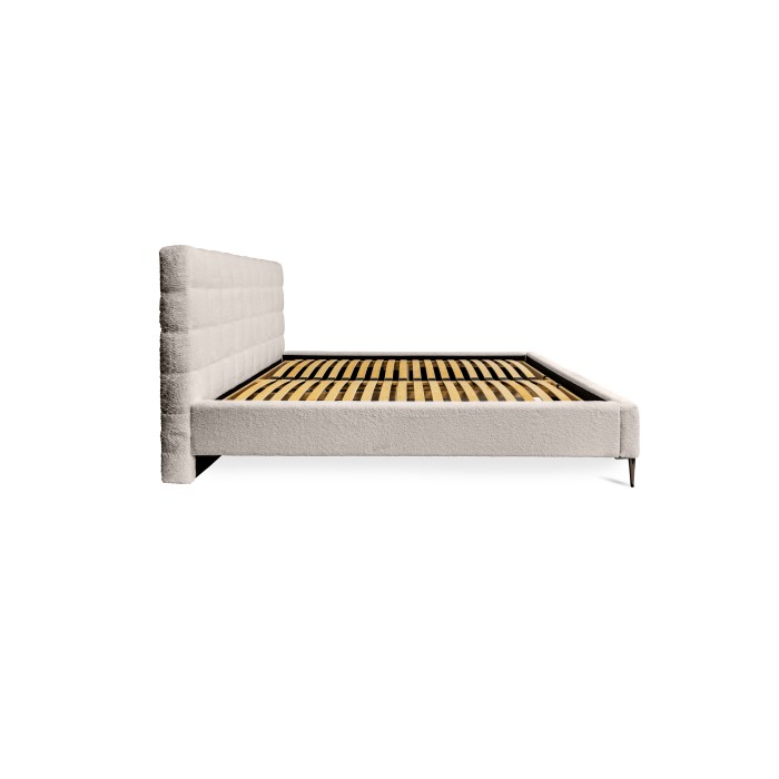 Bett MILLIO – Creme – 180x200 cm – Schlingen-Chenille-Stoff – Lattenrost inklusive – 5-Sterne-Hotelkomfort
