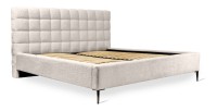 Lit MILLIO – Crème – 180x200 cm – Tissu chenille bouclé – Sommier inclus – Confort hôtel 5 étoiles