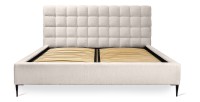 Lit MILLIO – Crème – 180x200 cm – Tissu chenille bouclé – Sommier inclus – Confort hôtel 5 étoiles