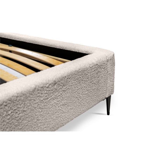 Bett MILLIO – Creme – 180x200 cm – Schlingen-Chenille-Stoff – Lattenrost inklusive – 5-Sterne-Hotelkomfort
