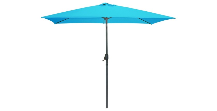L’indispensable été : Parasol inclinable turquoise + housse anti-UV + pieds en ciment 25Kg