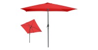L’indispensable été : Parasol inclinable rouge + housse anti-UV + pieds en ciment 25Kg