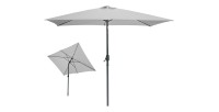 L’indispensable été : Parasol inclinable coloris gris clair + housse anti-UV + pieds en ciment 25Kg