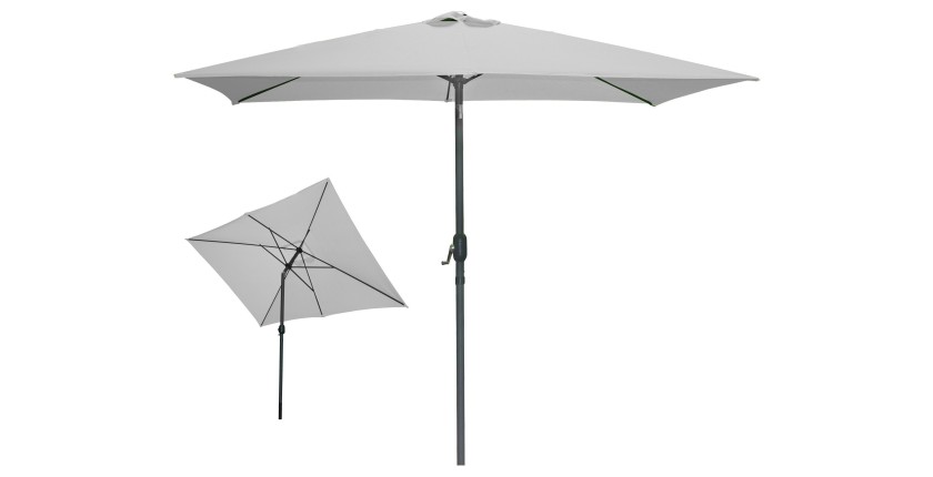 L’indispensable été : Parasol inclinable coloris gris clair + housse anti-UV + pieds en ciment 25Kg