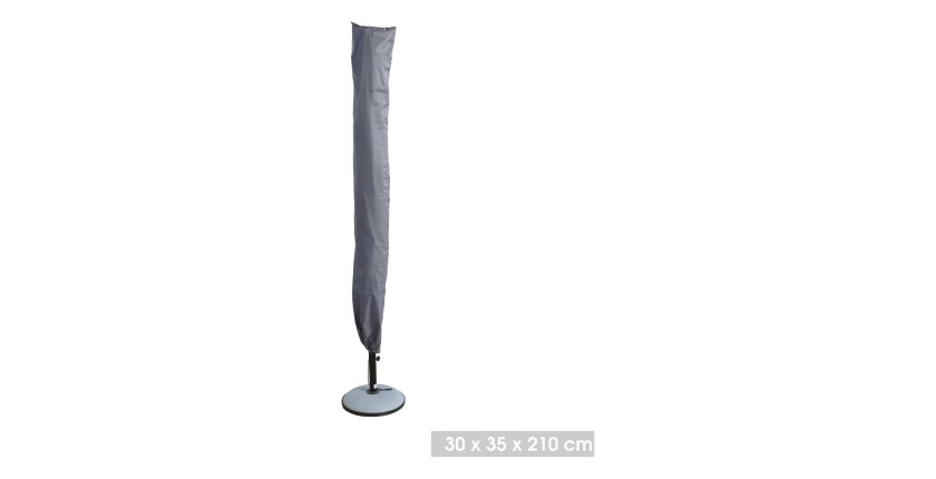 L’indispensable été : Parasol inclinable coloris gris clair + housse anti-UV + pieds en ciment 25Kg