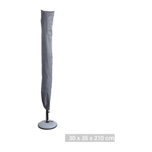 L’indispensable été : Parasol inclinable coloris gris clair + housse anti-UV + pieds en ciment 25Kg