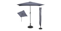 L’indispensable été : Parasol inclinable gris anthracite + housse anti-UV + pieds en ciment 25Kg