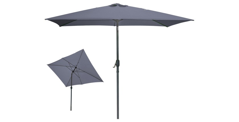 L’indispensable été : Parasol inclinable gris anthracite + housse anti-UV + pieds en ciment 25Kg