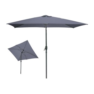 L’indispensable été : Parasol inclinable gris anthracite + housse anti-UV + pieds en ciment 25Kg
