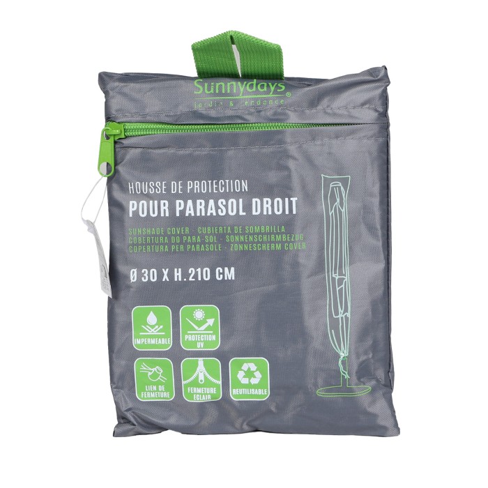 L’indispensable été : Parasol inclinable vert pomme + housse anti-UV + pieds en ciment 25Kg