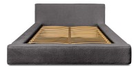 Lit coffre DENALI – Gris cendré bouclé – 160x200 cm – Tissu velours doux – Sommier relevable – Rangement intégré