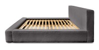 Lit coffre DENALI – Gris cendré bouclé – 140x200 cm – Tissu velours doux – Sommier relevable – Rangement intégré