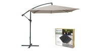 Pack parasol déporté taupe + dalle béton – Élégance, ombre XXL et stabilité assurée