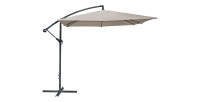 Pack parasol déporté taupe + dalle béton – Élégance, ombre XXL et stabilité assurée