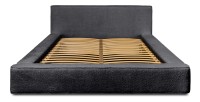 Lit coffre DENALI – Anthracite profond bouclé – 160x200 cm – Tissu velours doux – Sommier relevable – Rangement intégré