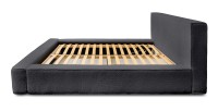 Lit coffre DENALI – Anthracite profond bouclé – 160x200 cm – Tissu velours doux – Sommier relevable – Rangement intégré