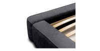 Lit coffre DENALI – Anthracite profond bouclé – 160x200 cm – Tissu velours doux – Sommier relevable – Rangement intégré