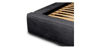 Lit coffre DENALI – Anthracite profond bouclé – 140x200 cm – Tissu velours doux – Sommier relevable – Rangement intégré