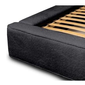 Lit coffre DENALI – Anthracite profond bouclé – 140x200 cm – Tissu velours doux – Sommier relevable – Rangement intégré
