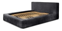 Lit coffre DENALI – Anthracite profond bouclé – 140x200 cm – Tissu velours doux – Sommier relevable – Rangement intégré