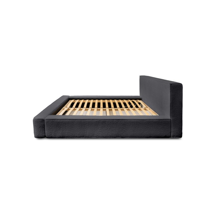 Lit coffre VELORA – Antracite profondo bouclé – 140x200 cm – Tessuto velluto morbido – Rete sollevabile – Contenitore integrato