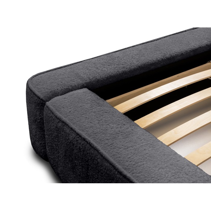 Lit coffre VELORA – Antracite profondo bouclé – 140x200 cm – Tessuto velluto morbido – Rete sollevabile – Contenitore integrato