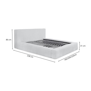 Lit coffre DENALI – Anthracite profond bouclé – 140x200 cm – Tissu velours doux – Sommier relevable – Rangement intégré