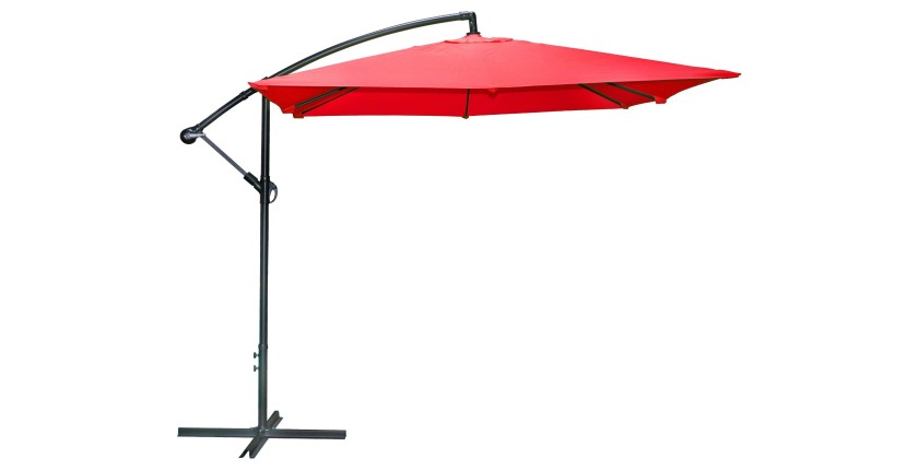 Pack parasol déporté rouge + dalle béton – Élégance, ombre XXL et stabilité assurée
