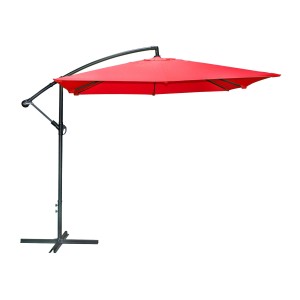 Pack parasol déporté rouge + dalle béton – Élégance, ombre XXL et stabilité assurée